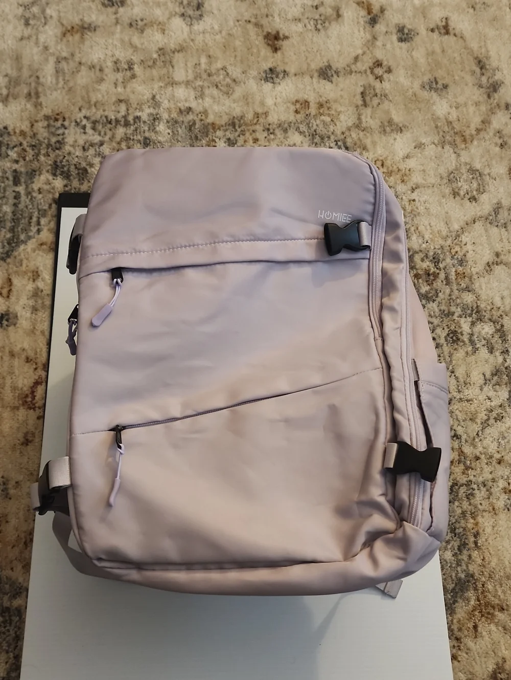 Homiee  Backpack in Pale Lavender. USB Port Attached.